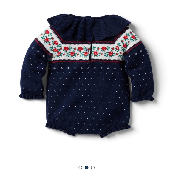 Janie and Jack BABY ROSE FAIR ISLE SWEATER ROMPER - Picture 2 of 4